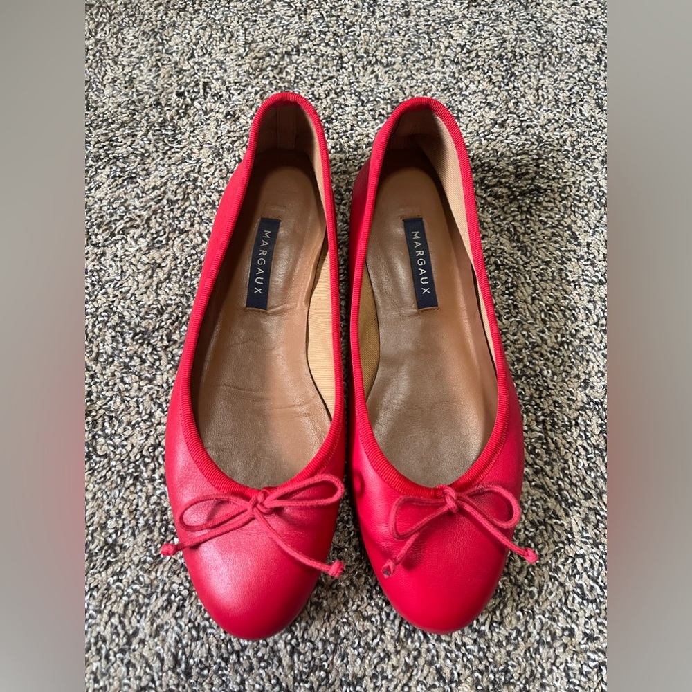 Margaux Red Leather Ballet Flats
